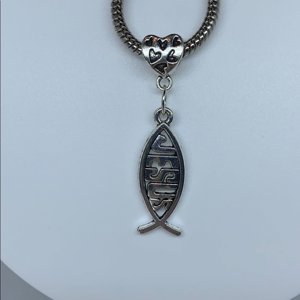 Jesus fish European charm pendant